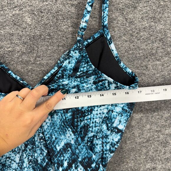 Unbranded Swimsuit Women M Medium Blue Animal Print V-Neck Sleeveless One Piece - Picture 3 of 4